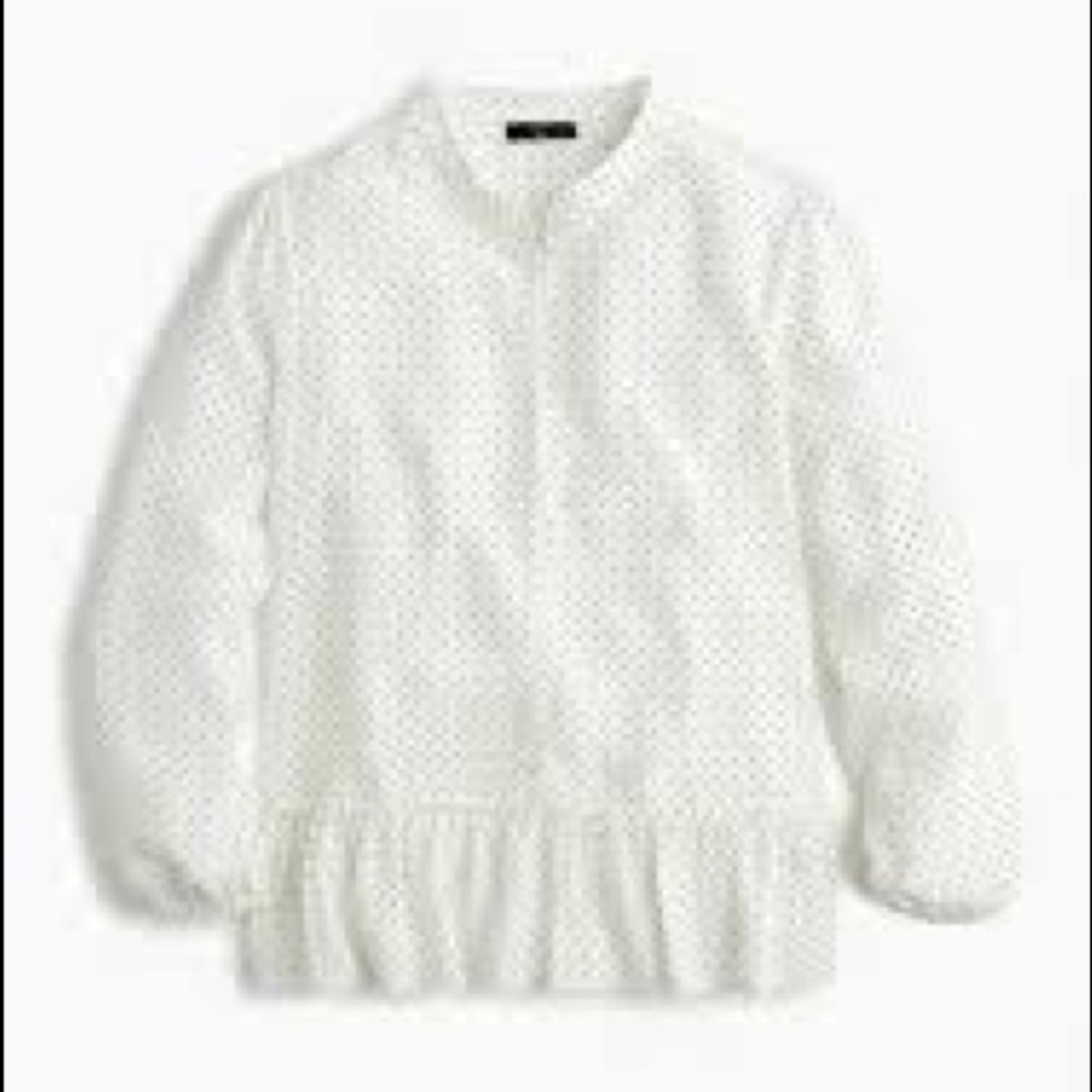 J . CREW - NWT Black and White Polka Dot Silk Peplum Top